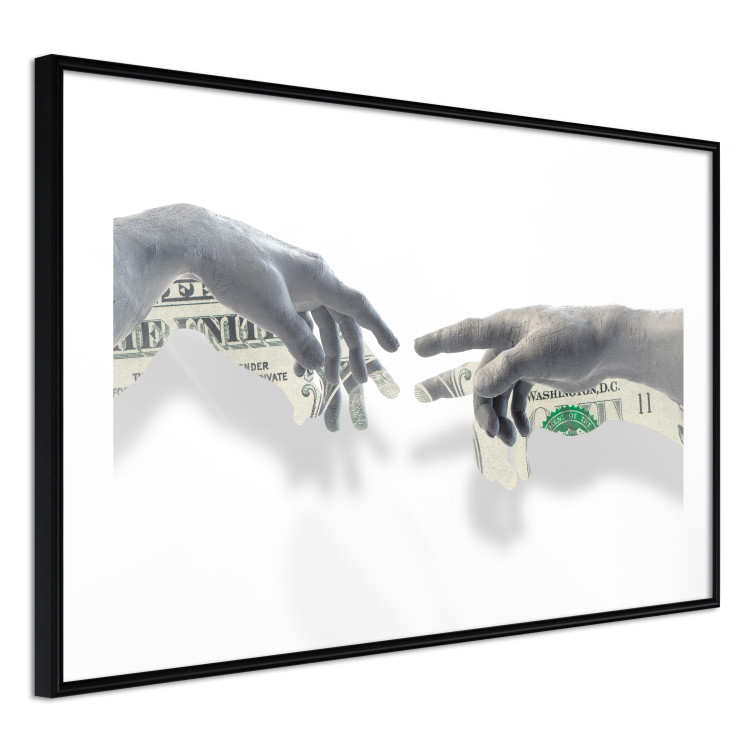 Poster Touch - simple composition with two gray hands on a solid background 115045 additionalImage 11