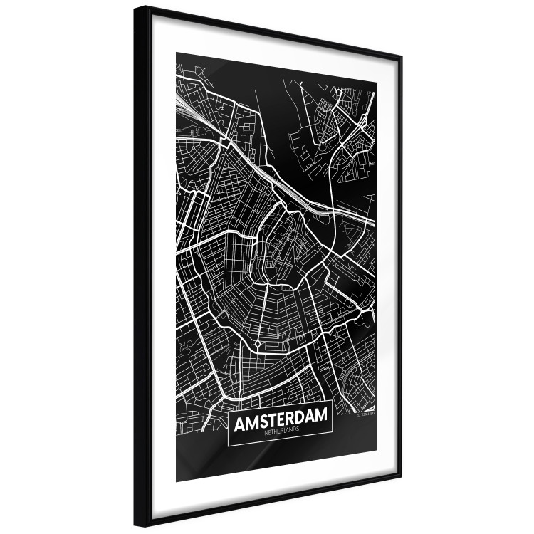 Poster Dark Map of Amsterdam - black and white composition with simple inscriptions 118145 additionalImage 8
