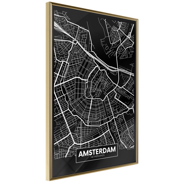 Poster Dark Map of Amsterdam - black and white composition with simple inscriptions 118145 additionalImage 12