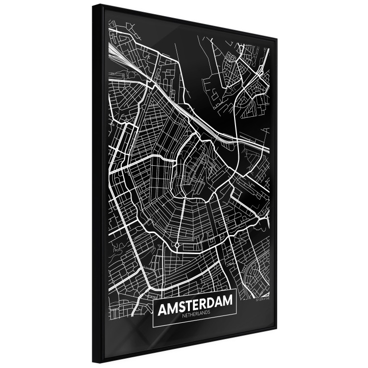 Poster Dark Map of Amsterdam - black and white composition with simple inscriptions 118145 additionalImage 11