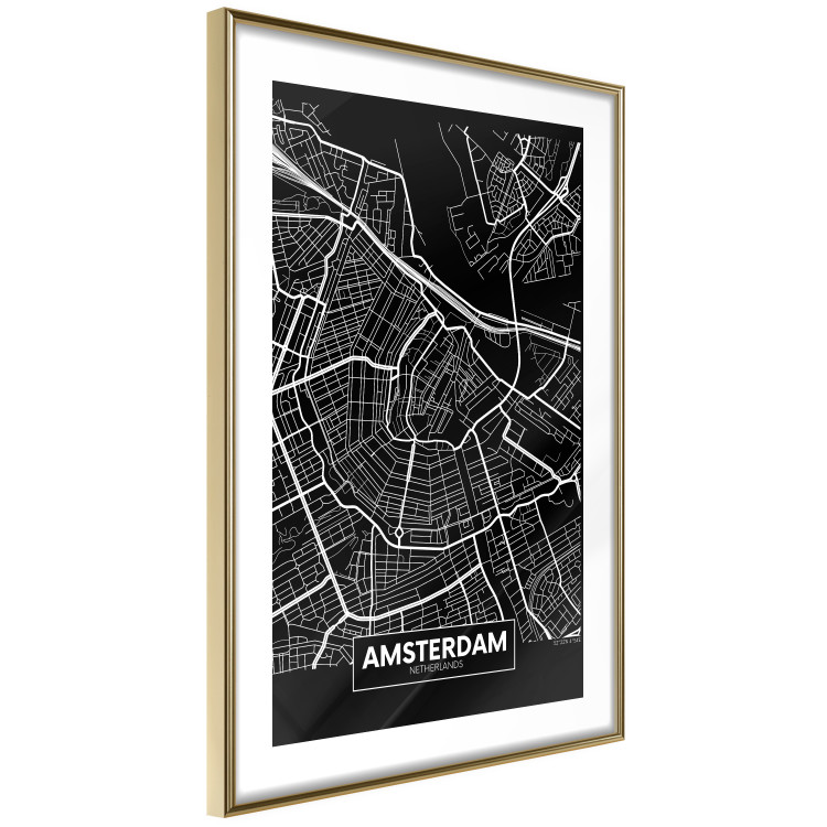 Poster Dark Map of Amsterdam - black and white composition with simple inscriptions 118145 additionalImage 7