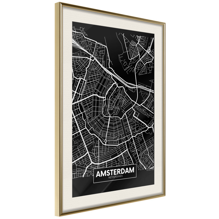 Poster Dark Map of Amsterdam - black and white composition with simple inscriptions 118145 additionalImage 3