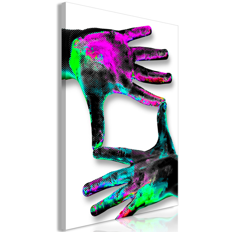 Canvas Print Frame in Hands (1-part) - Colorful Hand Arrangement on White 118245 additionalImage 2