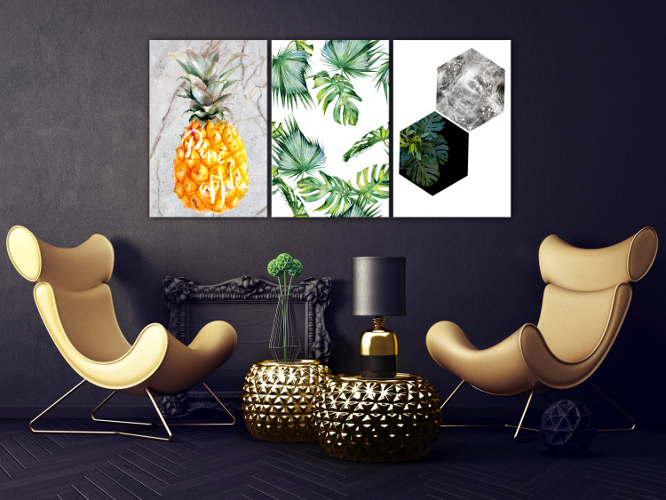Canvas Print Symbols of the tropics - a triptych of tropical nature and marble 118445 additionalImage 3