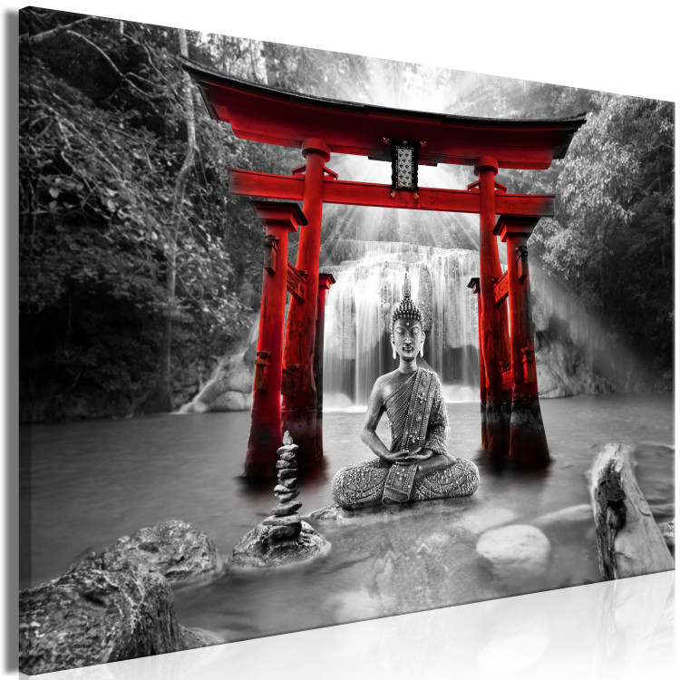 Canvas Buddha Smile (1 Part) Wide Red 121945 additionalImage 2
