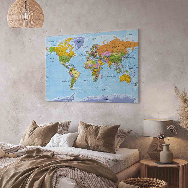 Canvas Italian World Map (1-part) - Continents in Vivid Colors 122345 additionalImage 4