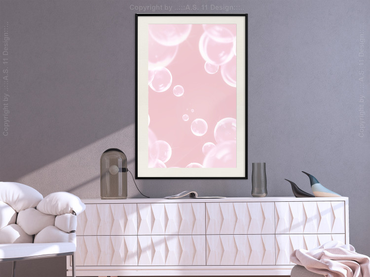 Wall Poster Subtle Breeze - shiny soap bubbles flying on a pink background 122945 additionalImage 22
