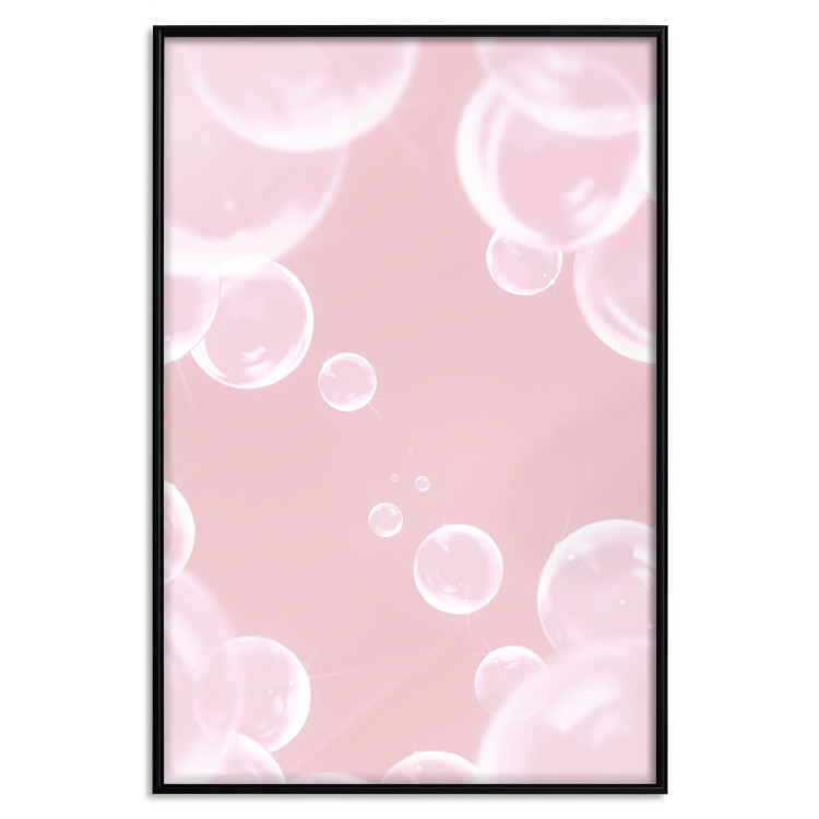 Wall Poster Subtle Breeze - shiny soap bubbles flying on a pink background 122945 additionalImage 24