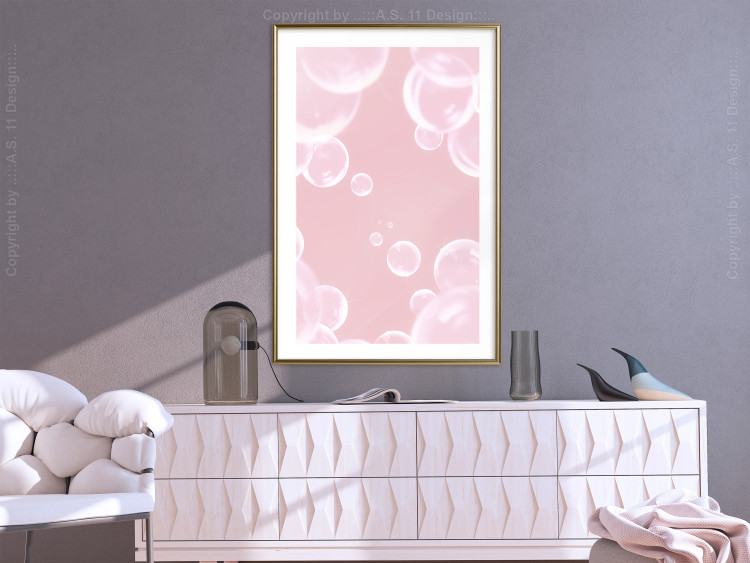 Wall Poster Subtle Breeze - shiny soap bubbles flying on a pink background 122945 additionalImage 13