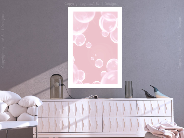 Wall Poster Subtle Breeze - shiny soap bubbles flying on a pink background 122945 additionalImage 2