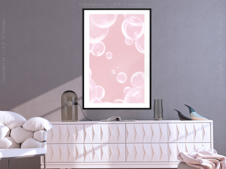 Wall Poster Subtle Breeze - shiny soap bubbles flying on a pink background 122945 additionalImage 4