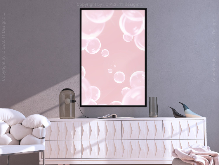 Wall Poster Subtle Breeze - shiny soap bubbles flying on a pink background 122945 additionalImage 5