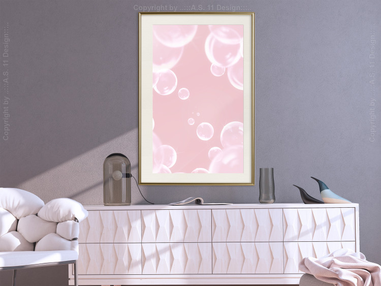 Wall Poster Subtle Breeze - shiny soap bubbles flying on a pink background 122945 additionalImage 21