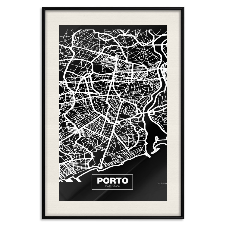 Poster Negative Map: Porto - black and white city map in Portugal 123045 additionalImage 18