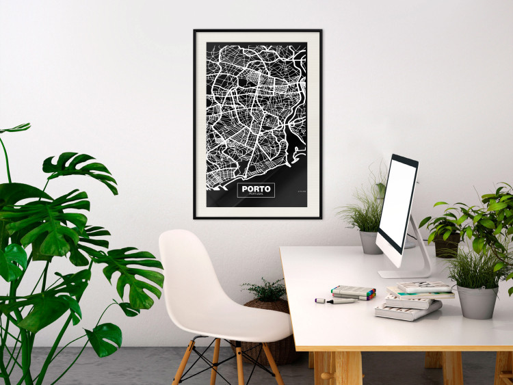 Poster Negative Map: Porto - black and white city map in Portugal 123045 additionalImage 22