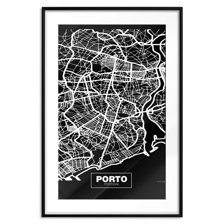 Poster Negative Map: Porto - black and white city map in Portugal 123045 additionalImage 15