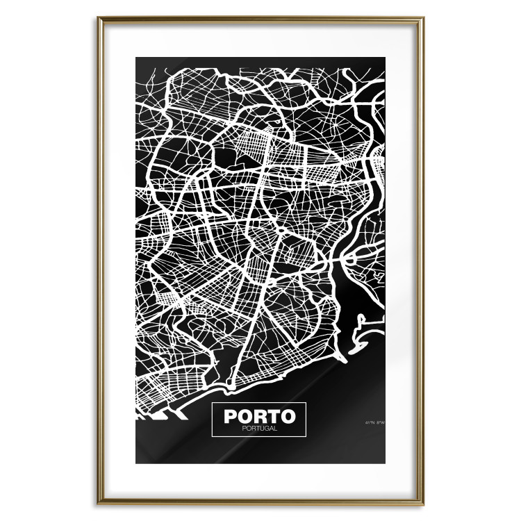 Poster Negative Map: Porto - black and white city map in Portugal 123045 additionalImage 16