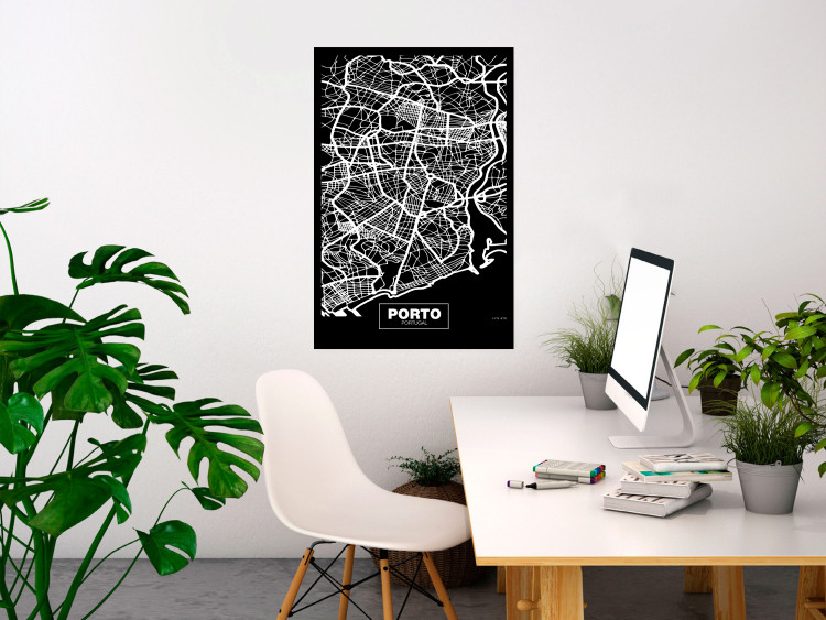 Poster Negative Map: Porto - black and white city map in Portugal 123045 additionalImage 23