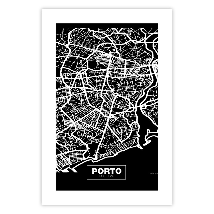 Poster Negative Map: Porto - black and white city map in Portugal 123045 additionalImage 19