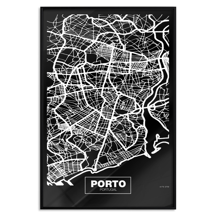 Poster Negative Map: Porto - black and white city map in Portugal 123045 additionalImage 24