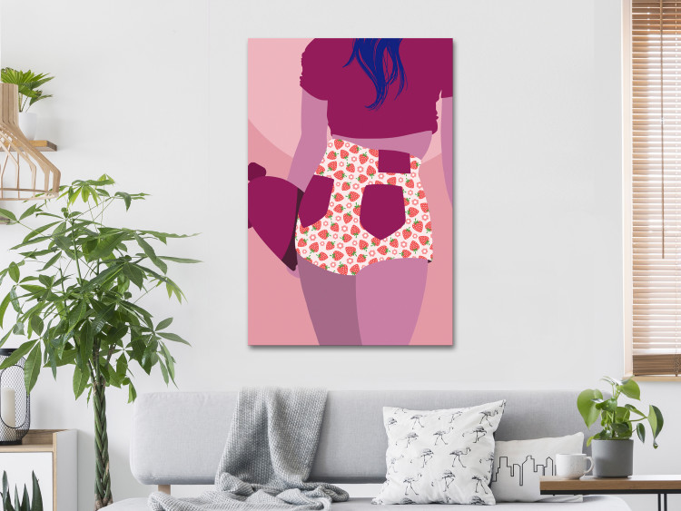 Canvas Print Woman in shorts - pink and purple graphic with a woman silhouette 123345 additionalImage 3