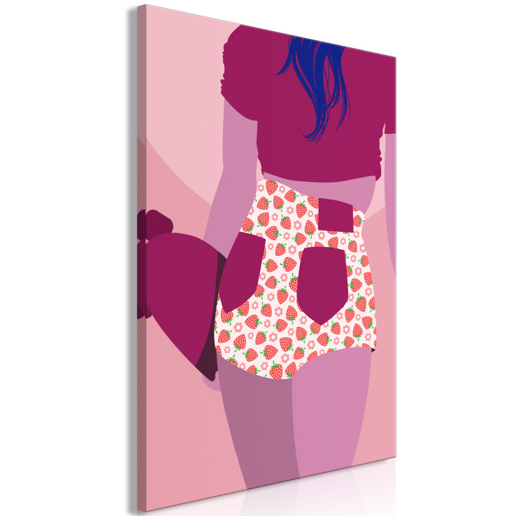 Canvas Print Woman in shorts - pink and purple graphic with a woman silhouette 123345 additionalImage 2