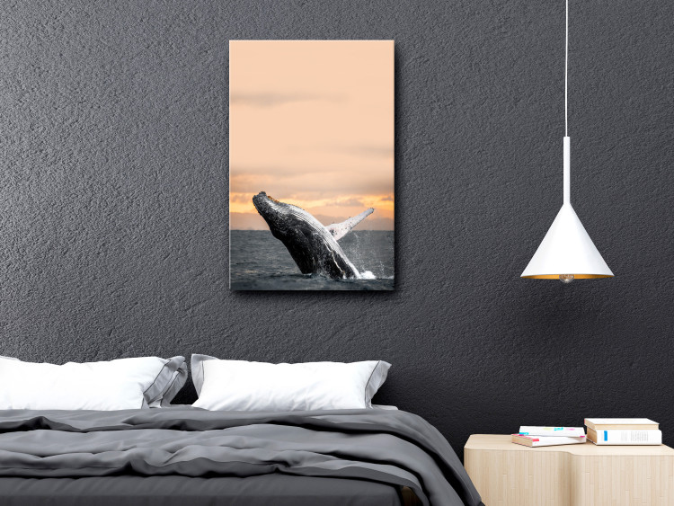 Canvas Print Emerging humpback whale - a whale against the setting sun 126245 additionalImage 3