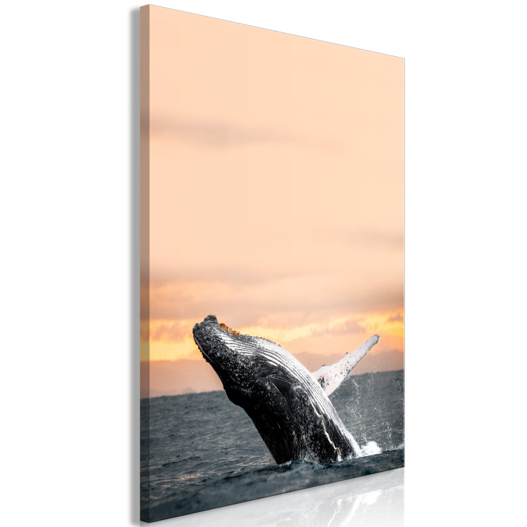 Canvas Print Emerging humpback whale - a whale against the setting sun 126245 additionalImage 2