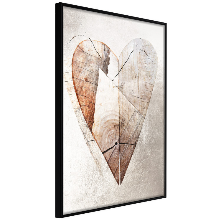 Poster Love Tree - wood texture in the shape of a heart against a wall 127345 additionalImage 2