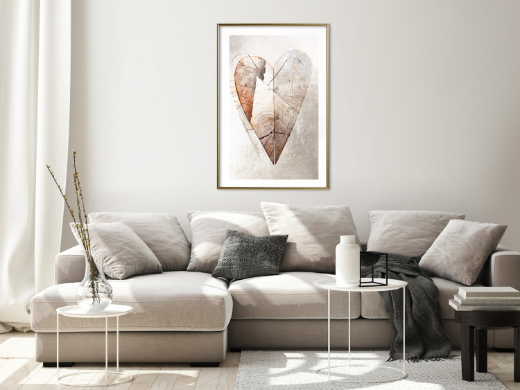 Poster Love Tree - wood texture in the shape of a heart against a wall 127345 additionalImage 13
