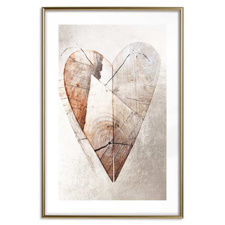 Poster Love Tree - wood texture in the shape of a heart against a wall 127345 additionalImage 16