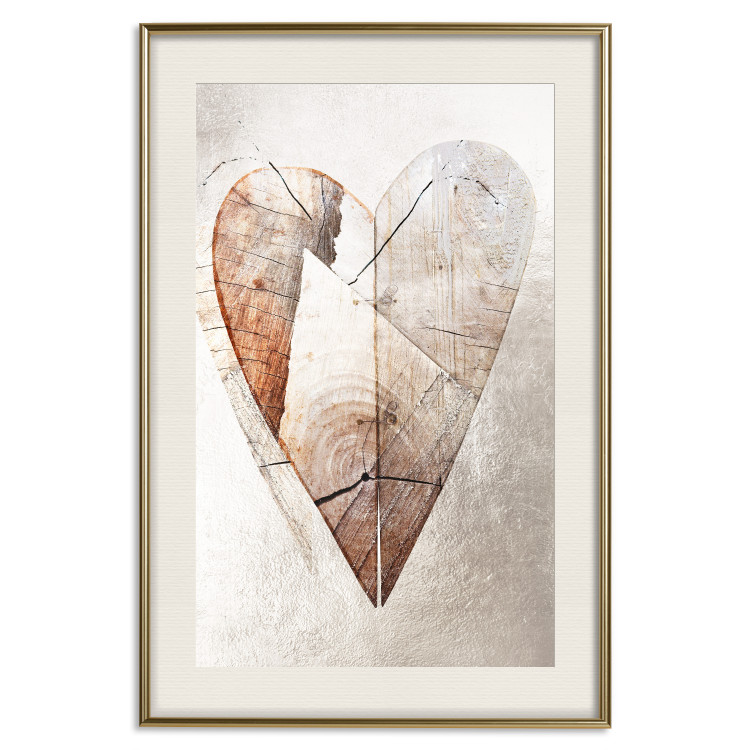 Poster Love Tree - wood texture in the shape of a heart against a wall 127345 additionalImage 20