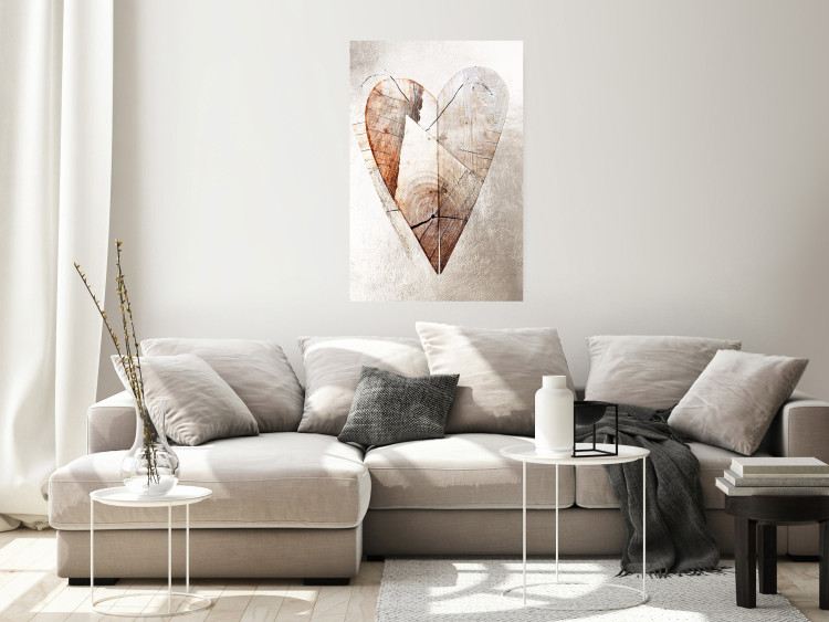 Poster Love Tree - wood texture in the shape of a heart against a wall 127345 additionalImage 8