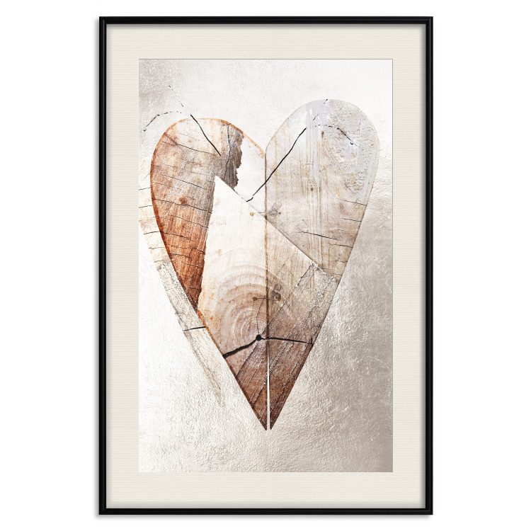 Poster Love Tree - wood texture in the shape of a heart against a wall 127345 additionalImage 19
