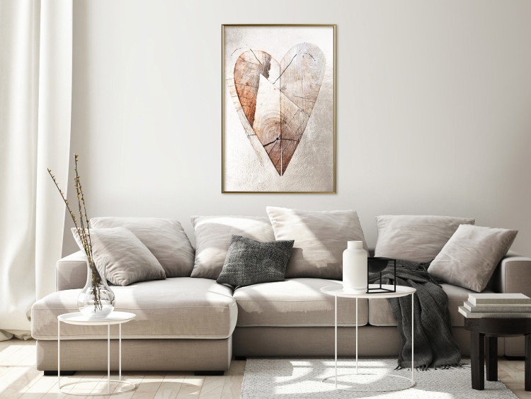 Poster Love Tree - wood texture in the shape of a heart against a wall 127345 additionalImage 10