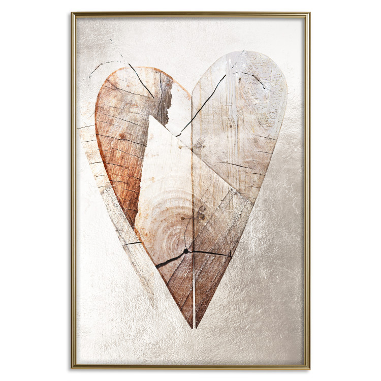 Poster Love Tree - wood texture in the shape of a heart against a wall 127345 additionalImage 21