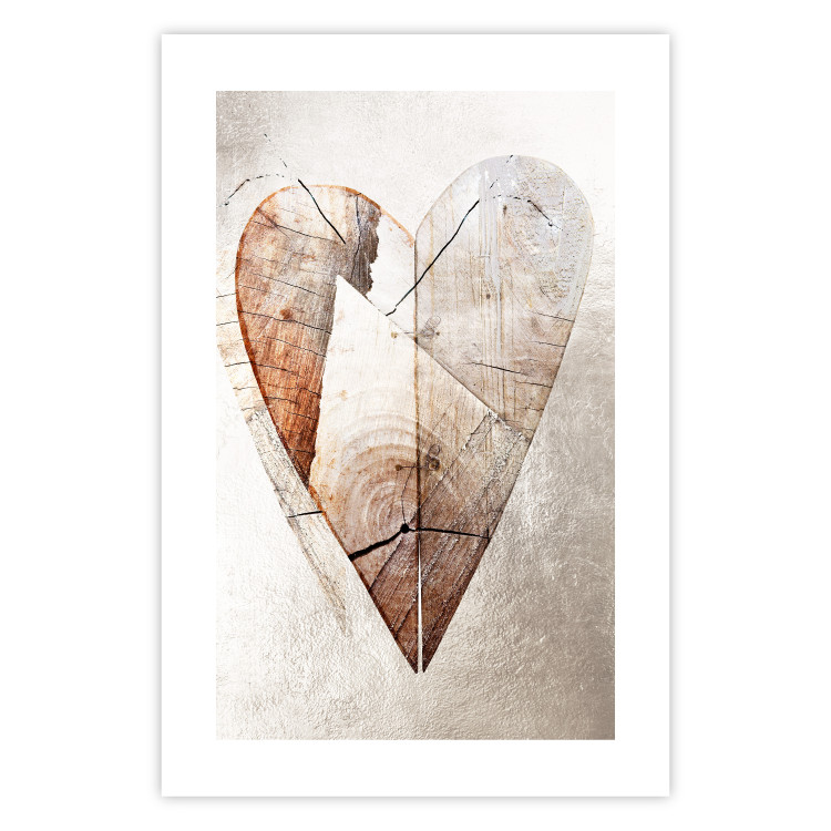 Poster Love Tree - wood texture in the shape of a heart against a wall 127345 additionalImage 25