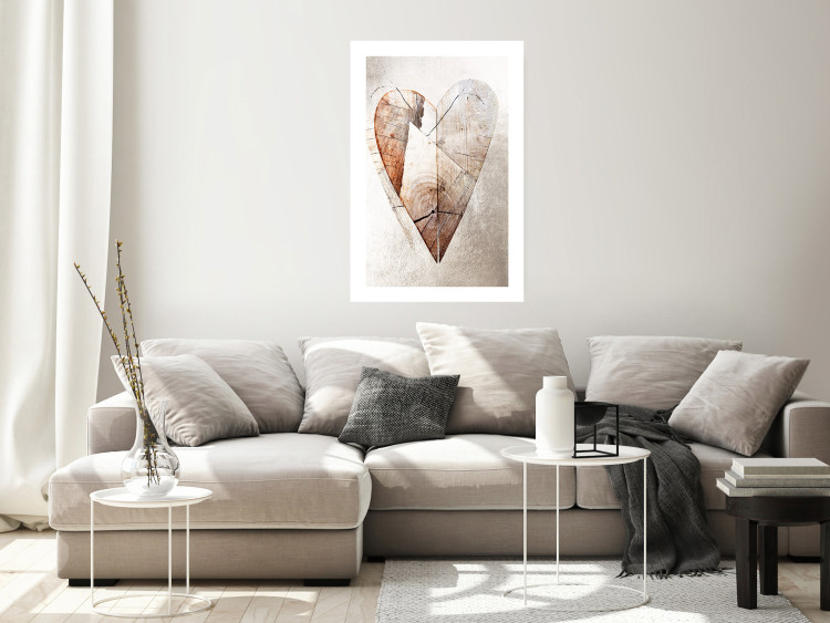 Poster Love Tree - wood texture in the shape of a heart against a wall 127345 additionalImage 7
