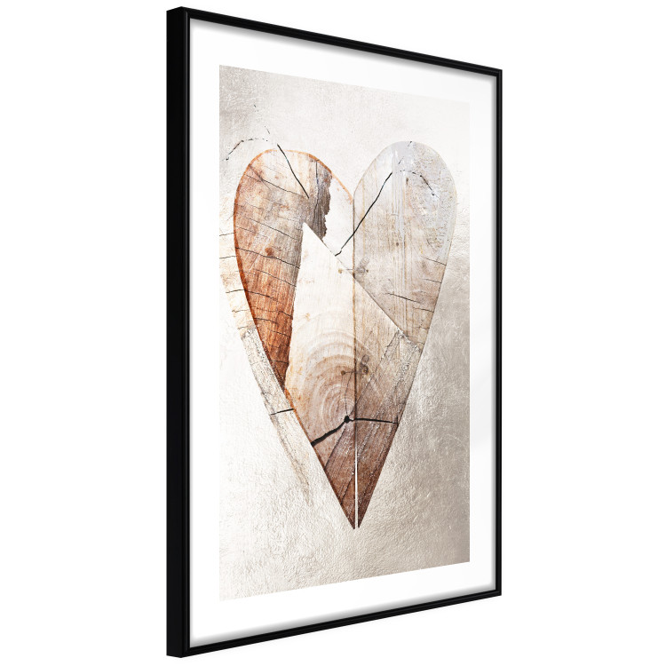 Poster Love Tree - wood texture in the shape of a heart against a wall 127345 additionalImage 12