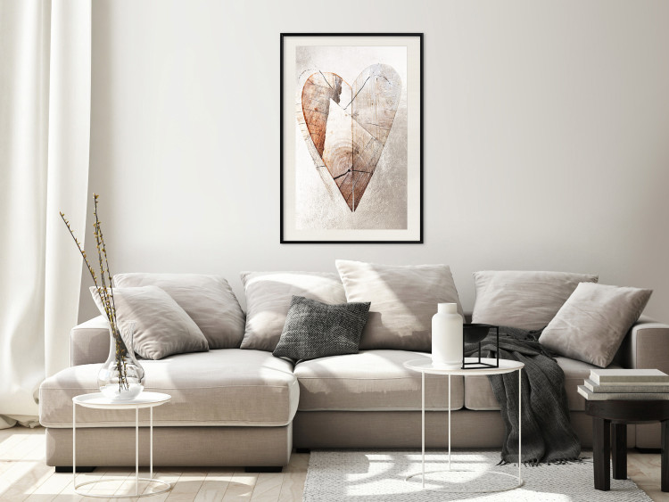 Poster Love Tree - wood texture in the shape of a heart against a wall 127345 additionalImage 24