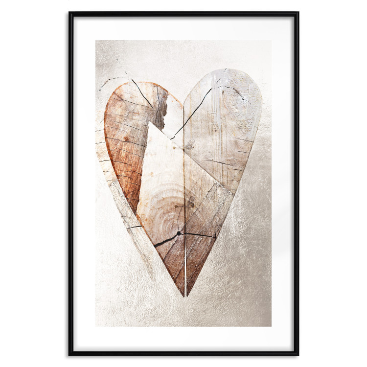 Poster Love Tree - wood texture in the shape of a heart against a wall 127345 additionalImage 17