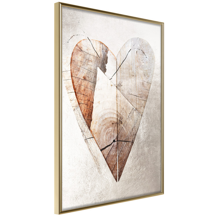 Poster Love Tree - wood texture in the shape of a heart against a wall 127345 additionalImage 3