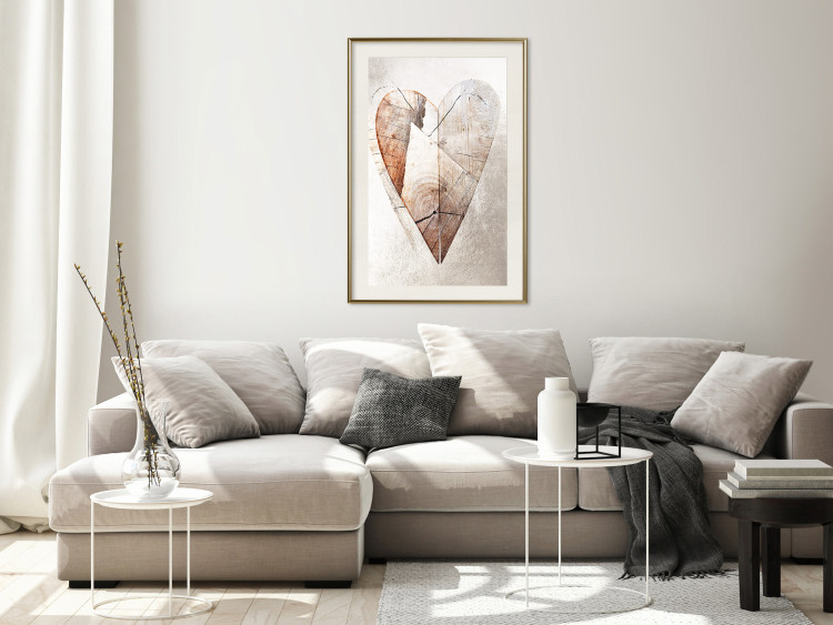 Poster Love Tree - wood texture in the shape of a heart against a wall 127345 additionalImage 22