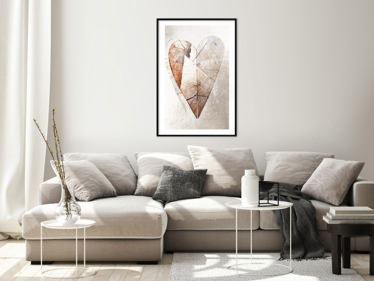 Poster Love Tree - wood texture in the shape of a heart against a wall 127345 additionalImage 23