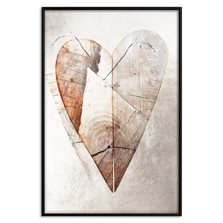 Poster Love Tree - wood texture in the shape of a heart against a wall 127345 additionalImage 16