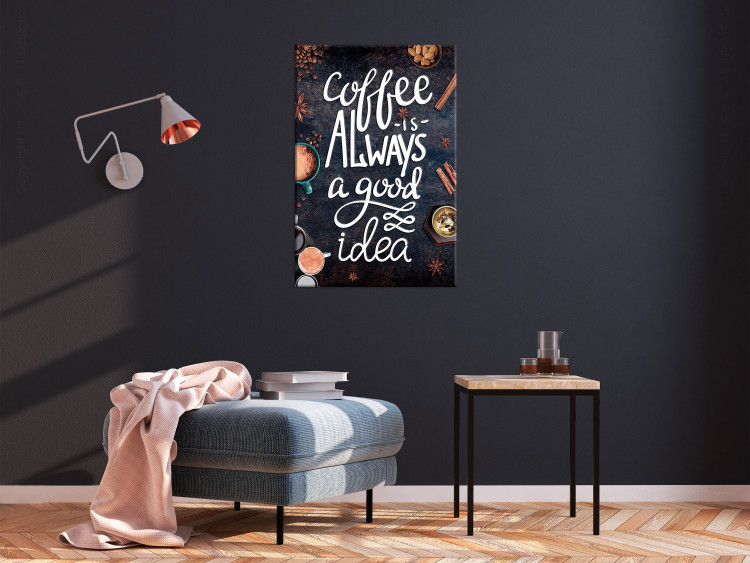 Canvas Art Print Coffee Is Always a Good Idea (1-part) vertical - English text 129145 additionalImage 3
