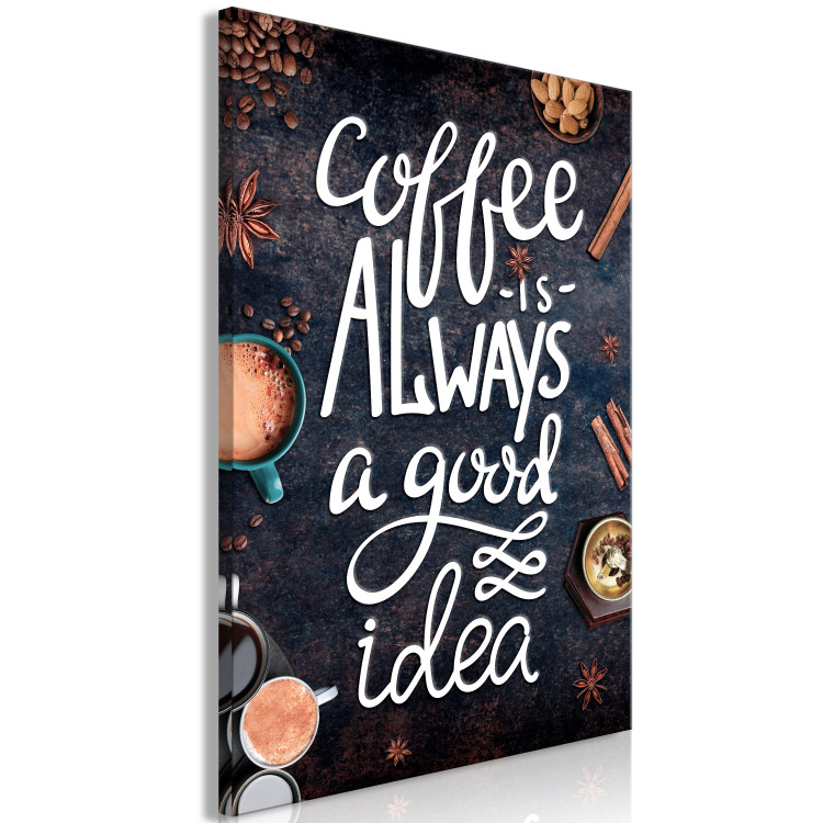 Canvas Art Print Coffee Is Always a Good Idea (1-part) vertical - English text 129145 additionalImage 2