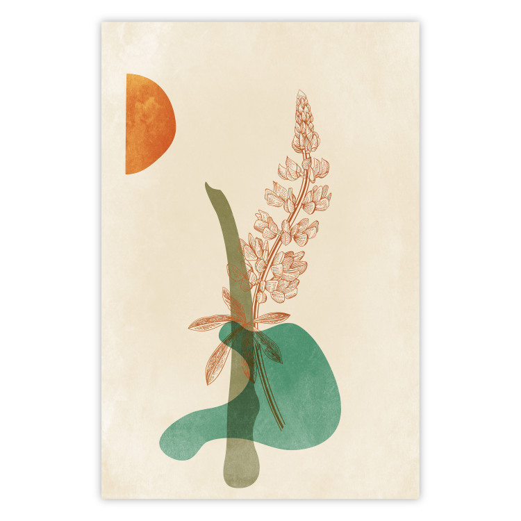 Wall Poster Lupine - unique abstraction with a plant and rounded shapes in boho style 129345