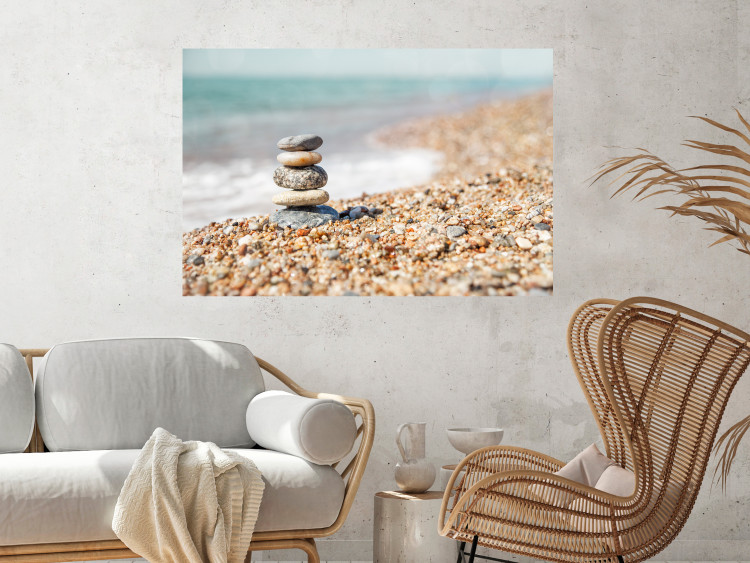 Poster Summer Moment - beach landscape with stones against the sea and clear sky 129845 additionalImage 4