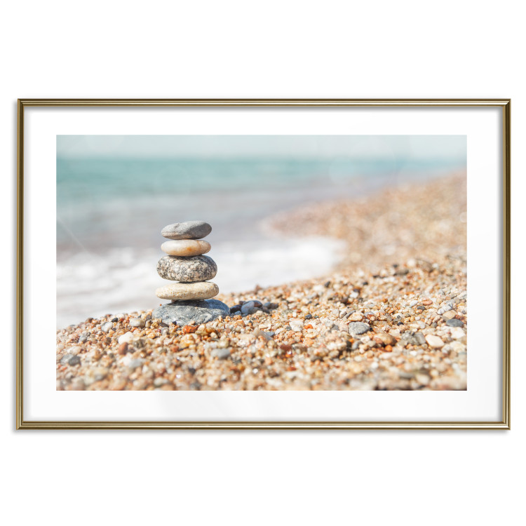 Poster Summer Moment - beach landscape with stones against the sea and clear sky 129845 additionalImage 14